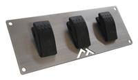 STAINLESS STEEL SWITCH PLATE W/ 3 ROCKER SWITCHES FOR UNIVERSAL APPLICATIONS