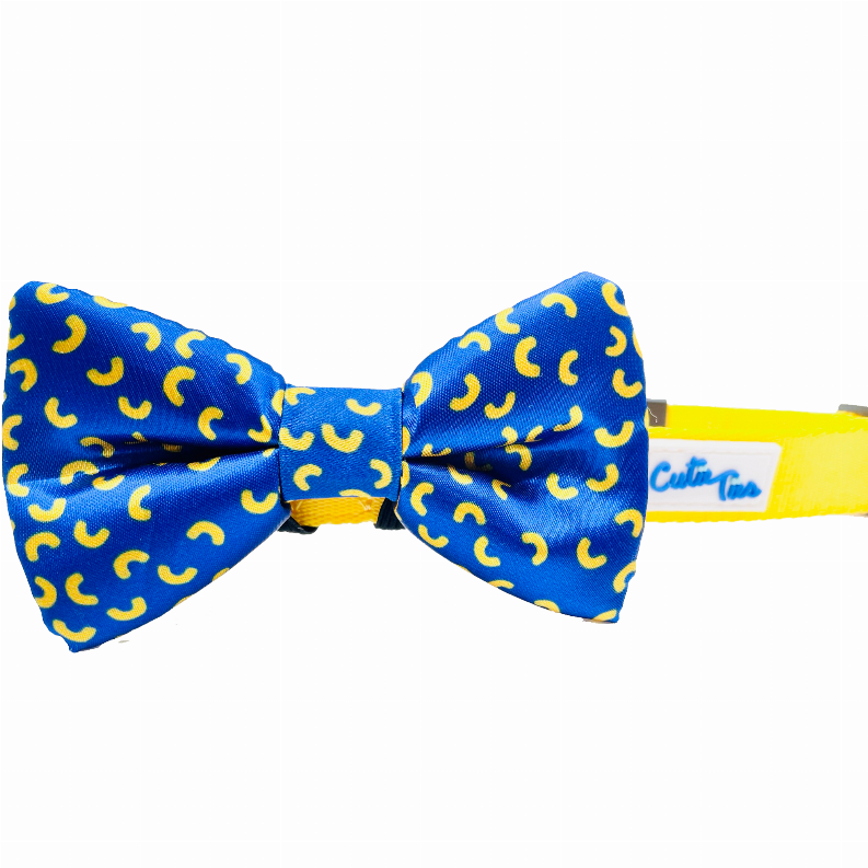 Cutie Ties Dog Bow Tie - One Size Mac and Cheese Blue