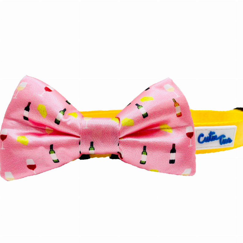 Cutie Ties Dog Bow Tie - One Size Wine & Cheese Pink
