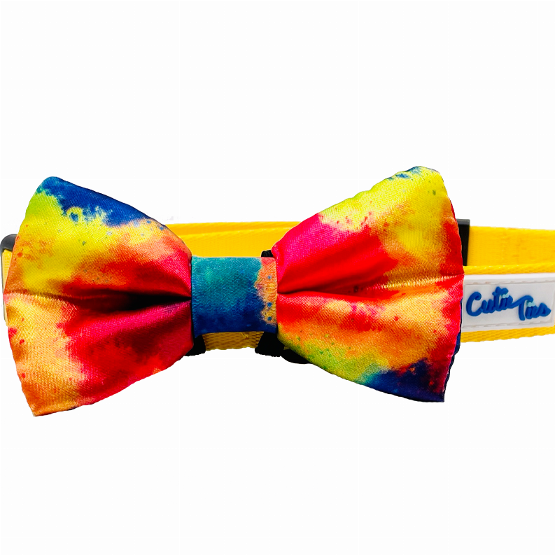Cutie Ties Dog Bow Tie - One Size Rainbow Tie Dye