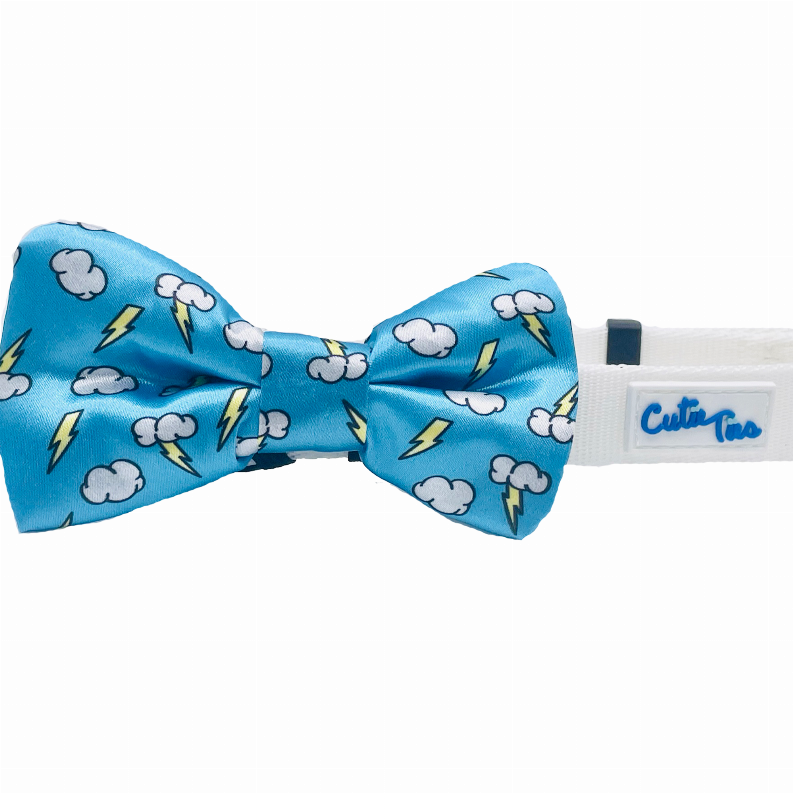 Cutie Ties Dog Bow Tie - One Size Lightning & Clouds