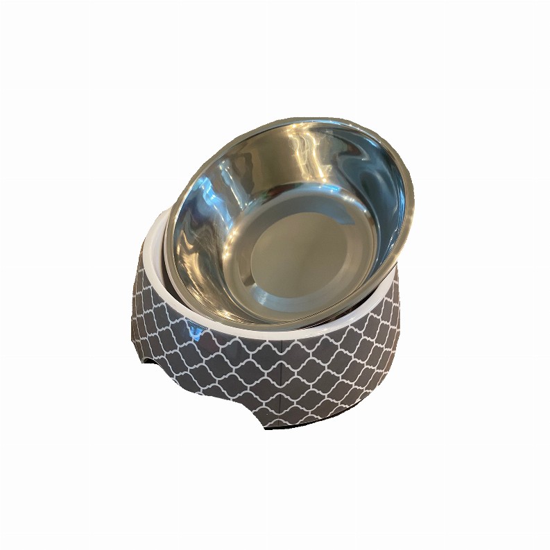 Cutie Ties Dog Bowl - Medium Modern Gray