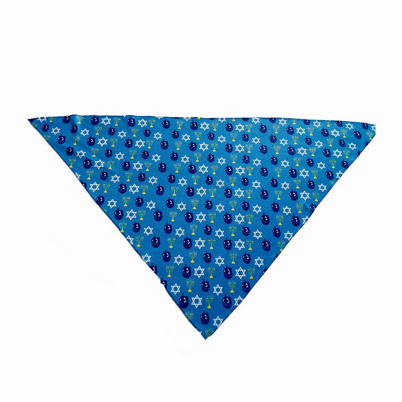 Cutie Ties Tie On Dog Bandana - Small Hanukkah Blue Dreidel