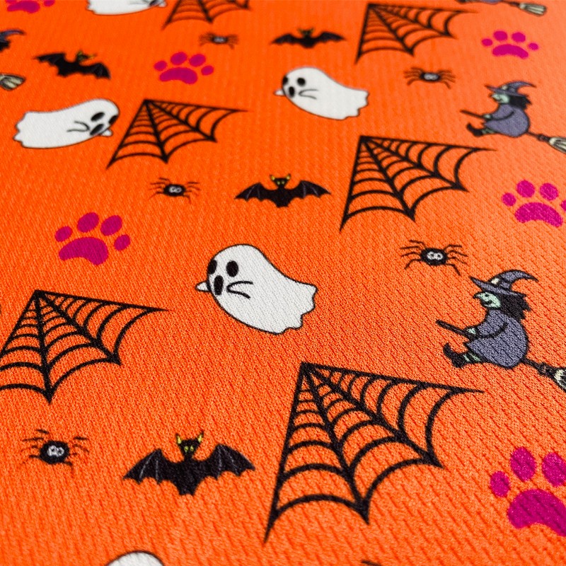 Cutie Ties Tie On Dog Bandana - Large Spooky Halloween Orange