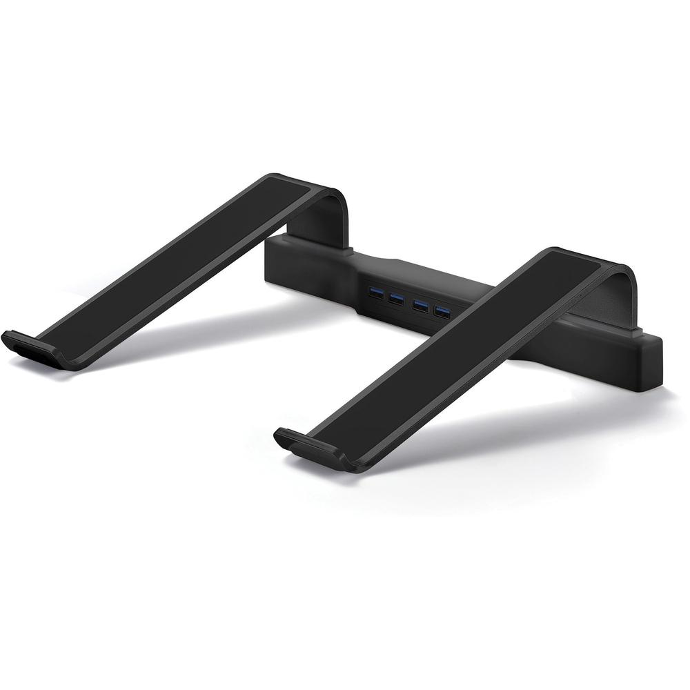 DAC Non-Skid Laptop Stand With 4-Port USB 3.0 Hub - 3" Height x 9.8" Width - Aluminum Alloy - Black