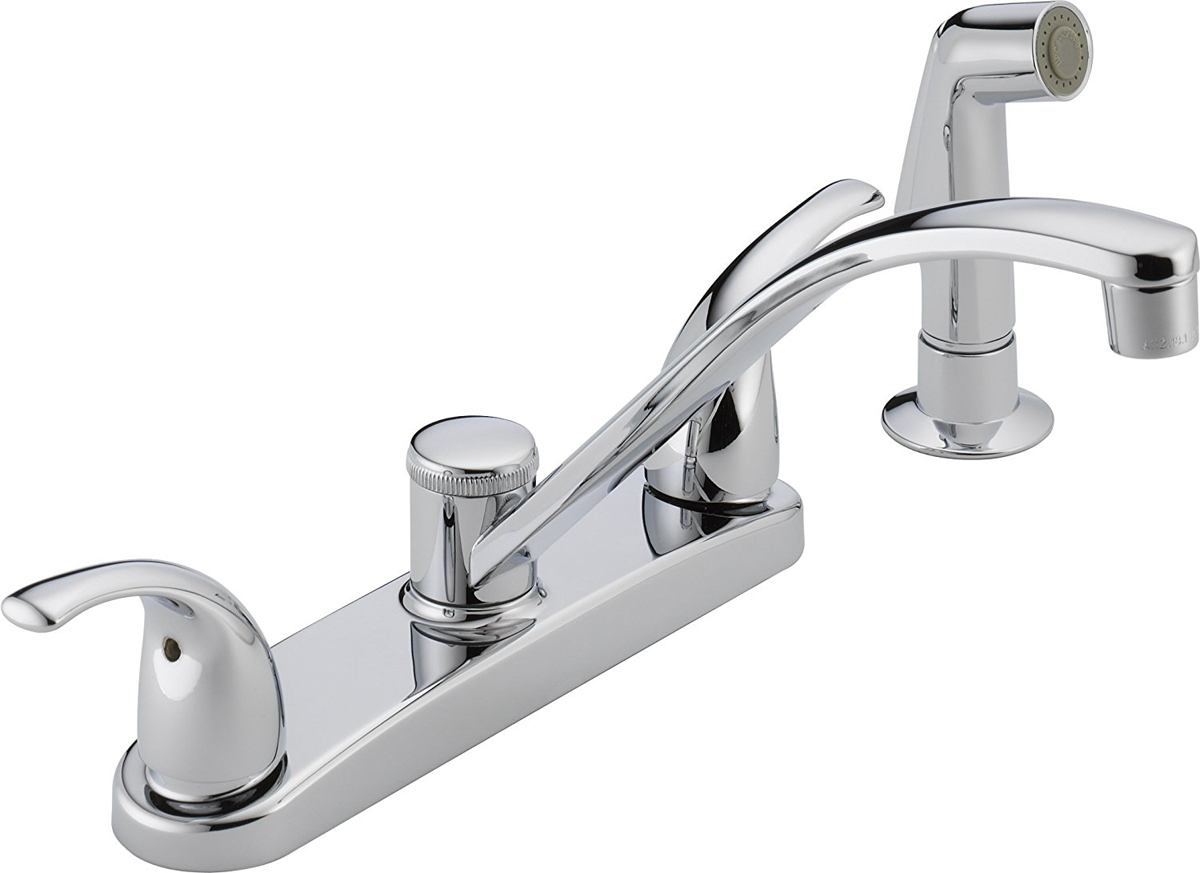 1.8 GPM Ergonomic blade Two Handle Kitchen Faucet, Chrome