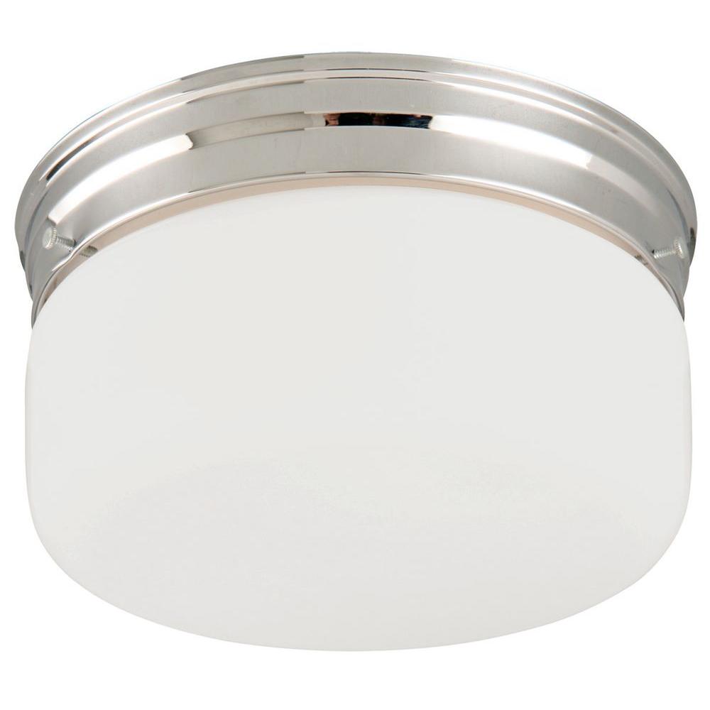 2-Light White Opal Ceiling Mount, Chrome