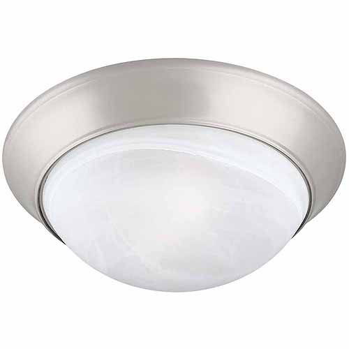 2-Light Ceiling Mount Twist Off, Satin Nickel