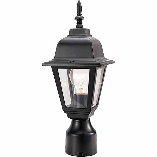 Maple Street Outdoor Post Light, 6-Inch by 16-Inch, Black Die-Cast Aluminum