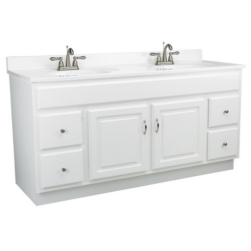 Concord White Gloss Vanity Cabinet with 2-Doors and 4-Drawers, 60" by 21" by 30"