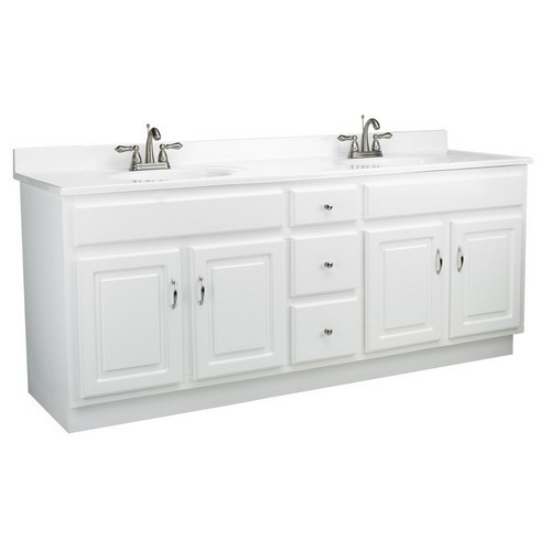 Concord White Gloss Vanity Cabinet with 4-Doors and 3-Drawers, 72" by 21" by 30"