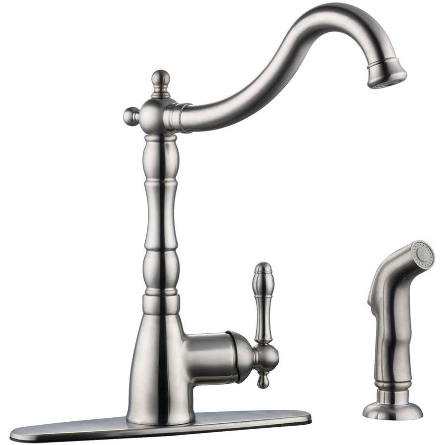 Oakmont Kitchen Faucet with Sprayer, 1-Handle, Satin Nickel