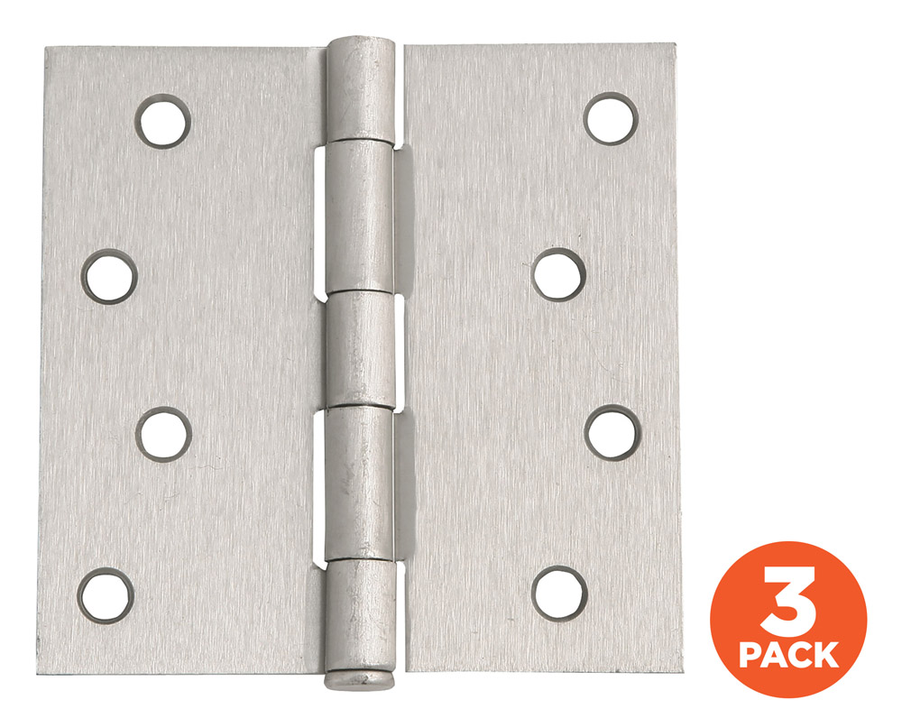 3-Pack Hinge 4", SQ Satin Nickel