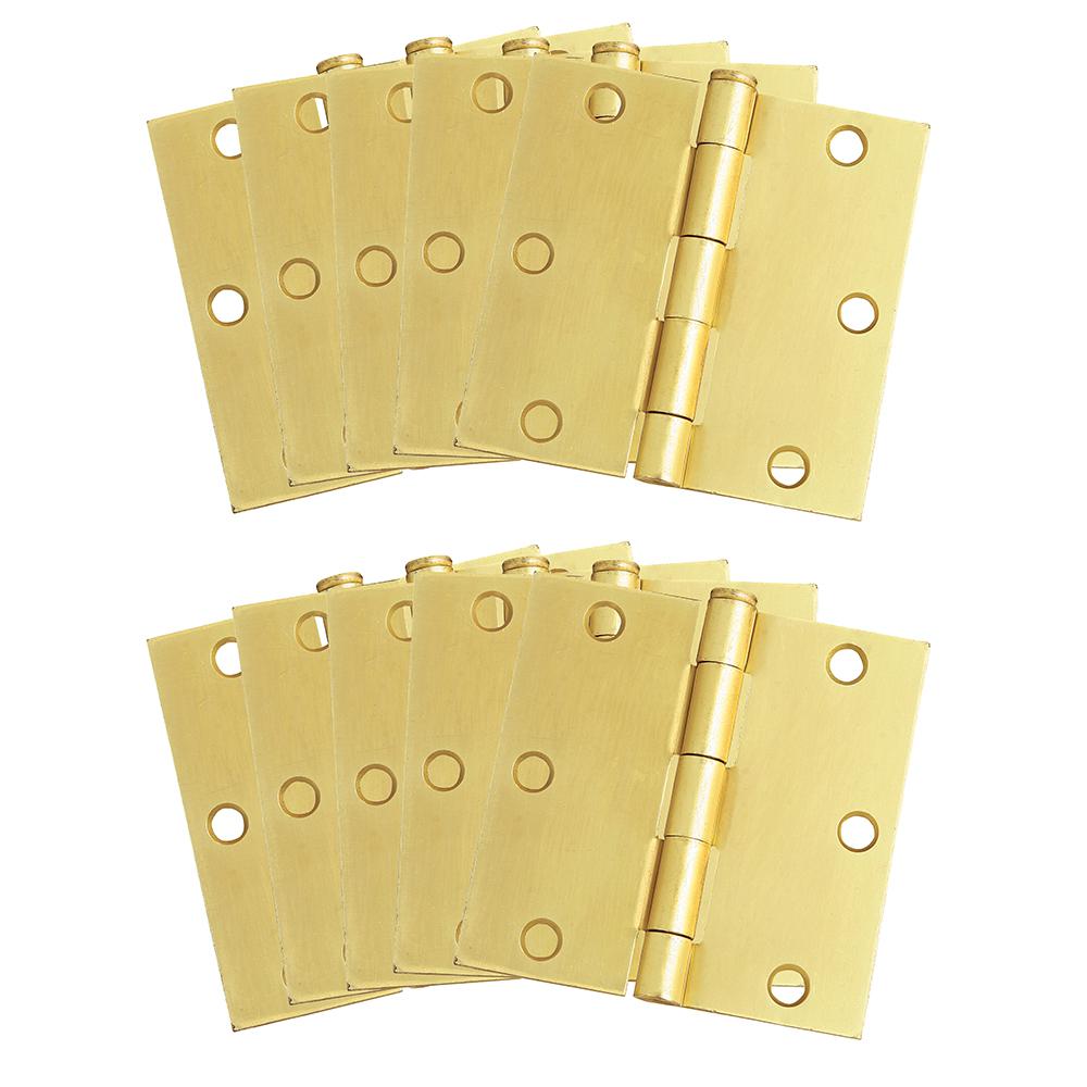 10-Pack Hinge 3.5", Satin Brass