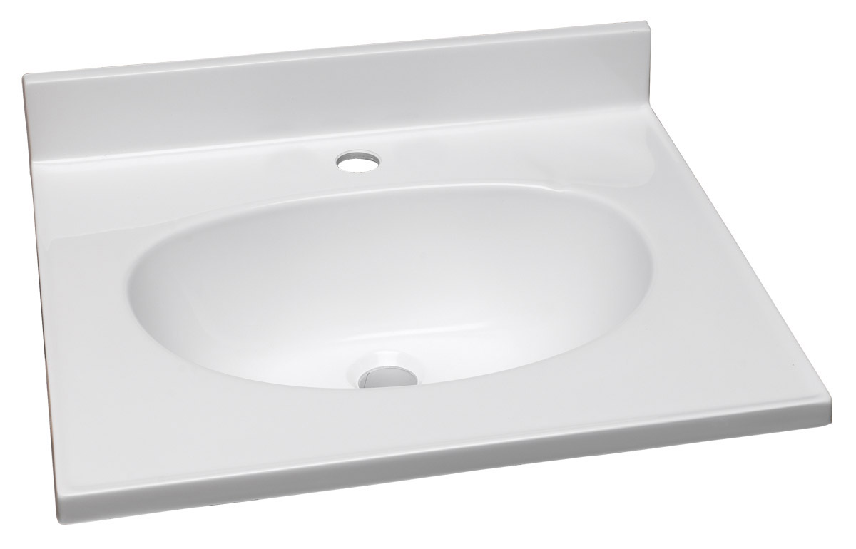 Design House 522102 Cultured Marble Single Faucet Hole Vanity Top 19", Solid White