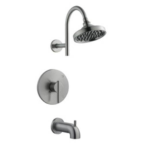 Geneva Tub And Shower Faucet, Satin Nickel