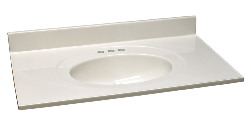 Single Bowl Marble Vanity Top, 37-Inch by 22-Inch, White