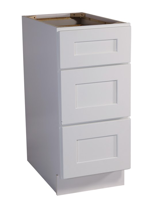 Brookings 15" Fully Assembled Kitchen Drawer Base Cabinet, White Shaker