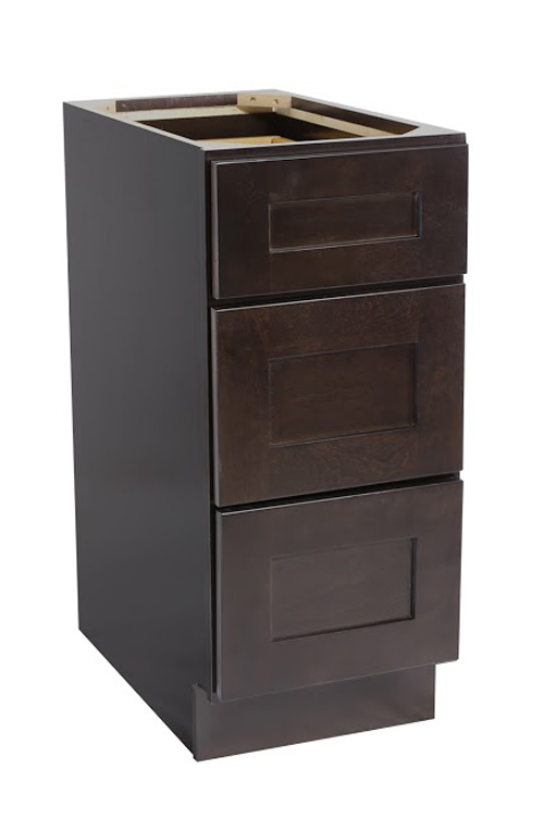 Brookings 12" Fully Assembled Kitchen Drawer Base Cabinet, Espresso Shaker