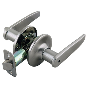 Delevan 2-Way Latch Privacy Door Handle, Adjustable Backset, Satin Nickel