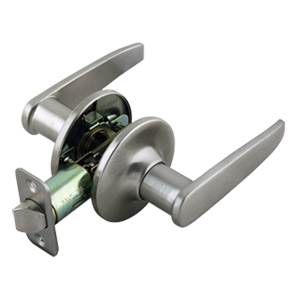 Delevan 2-Way Latch Passage Door Handle, Adjustable Backset, Satin Nickel