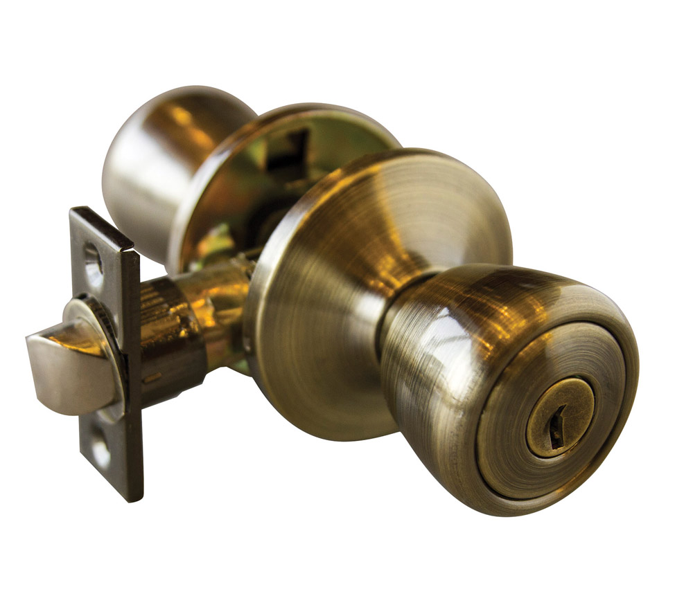 Design House 728345 Terrace 6-Way Universal Entry Door Knob, Antique Brass