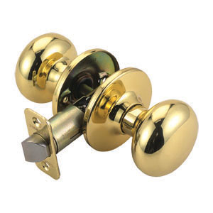 Cambridge 2-Way Latch Passage Door Knob, Adjustable Backset, Polished Brass