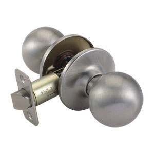 Ball 2-Way Latch Passage Door Knob, Adjustable Backset, Satin Nickel