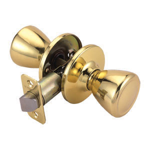 Tulip 2-Way Latch Passage Door Knob, Adjustable Backset, Polished Brass