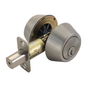 Double Cylinder 2-Way Latch Deadbolt, Adjustable Backset, Satin Nickel