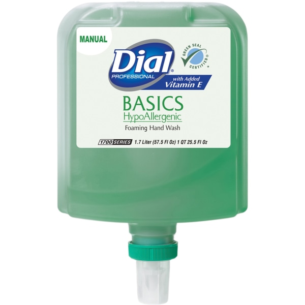 Basics Hypoallergenic Foaming Hand Wash Refill for Dial 1700 Dispenser, Honeysuckle, with Vitamin E, 1.7 L, 3/Case