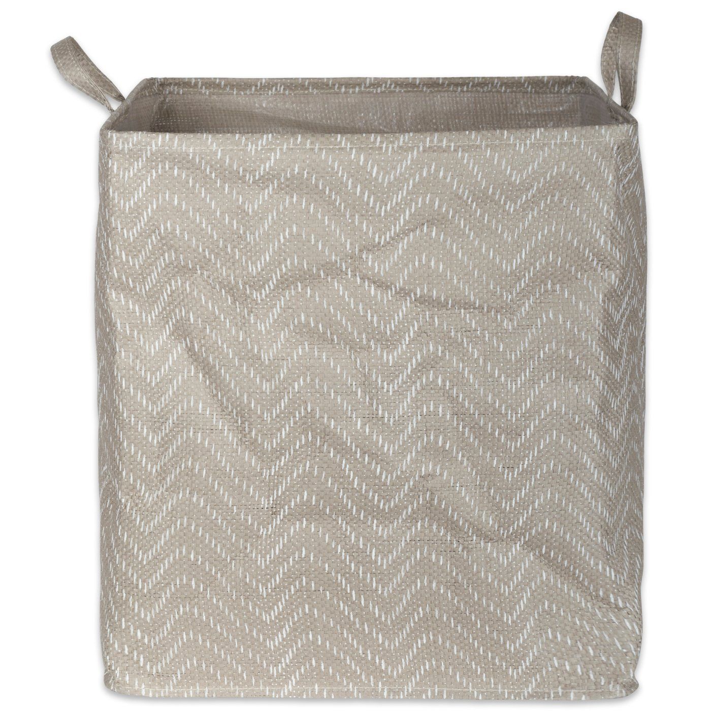 Pe Coated Woven Paper Laundry Hamper Tribal Chevron Stone/Cream Rectangular 16X16X19