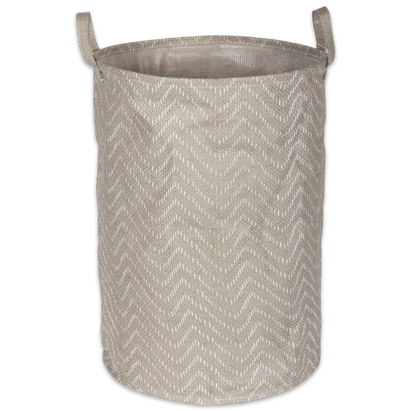 Pe Coated Woven Paper Laundry Hamper Tribal Chevron Stone/Cream Round 13.75X13.75X20
