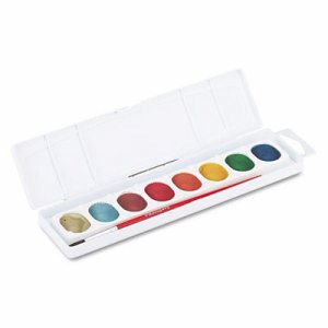 Washable Watercolors Set, 8 Assorted Metallic Colors w/Brush