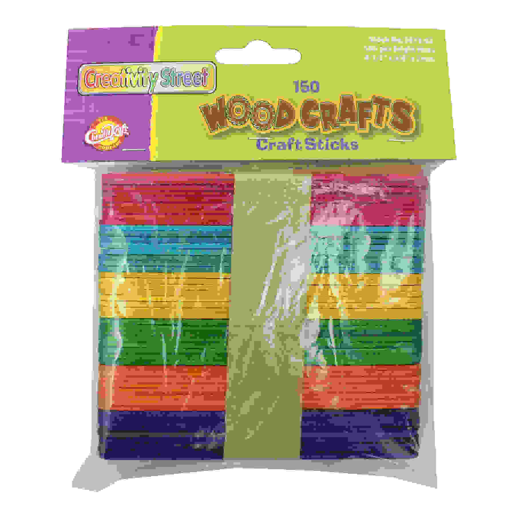 Regular Craft Sticks, Bright Hues Assorted, 4 1/2" x 3/8" x 2mm, 150 Pieces