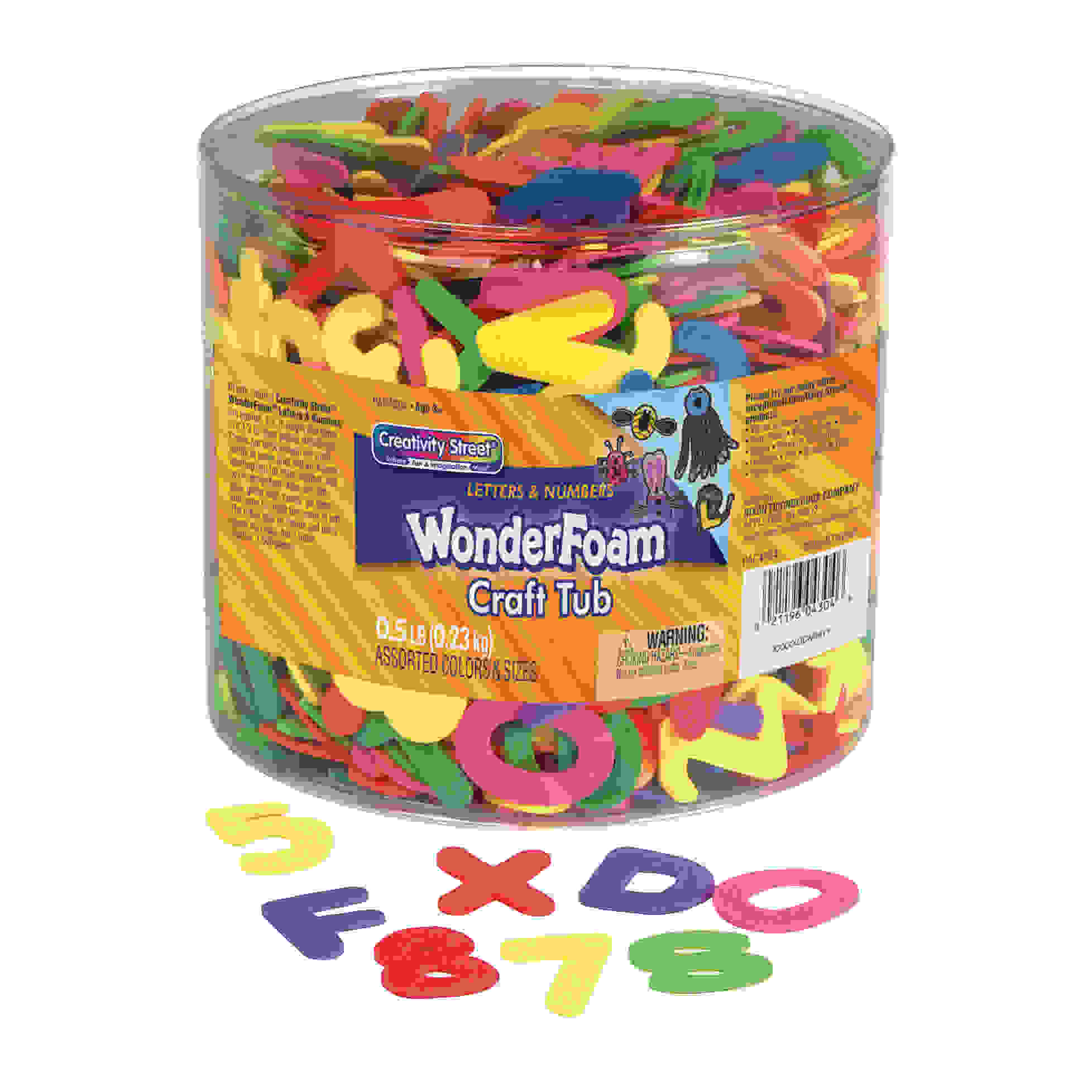 WonderFoam Craft Tub, Letters and Numbers, Assorted Sizes, 1/2 lb