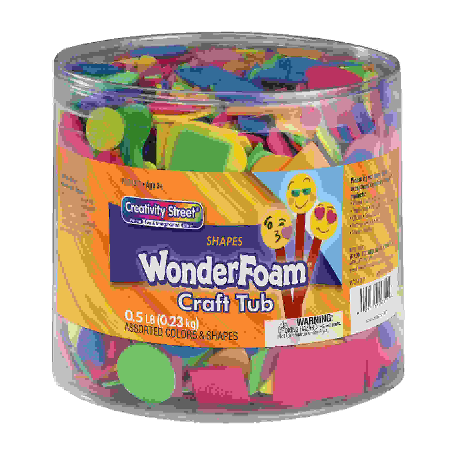 WonderFoam Craft Tub, Foam Shapes, Assorted Sizes, 1/2 lb