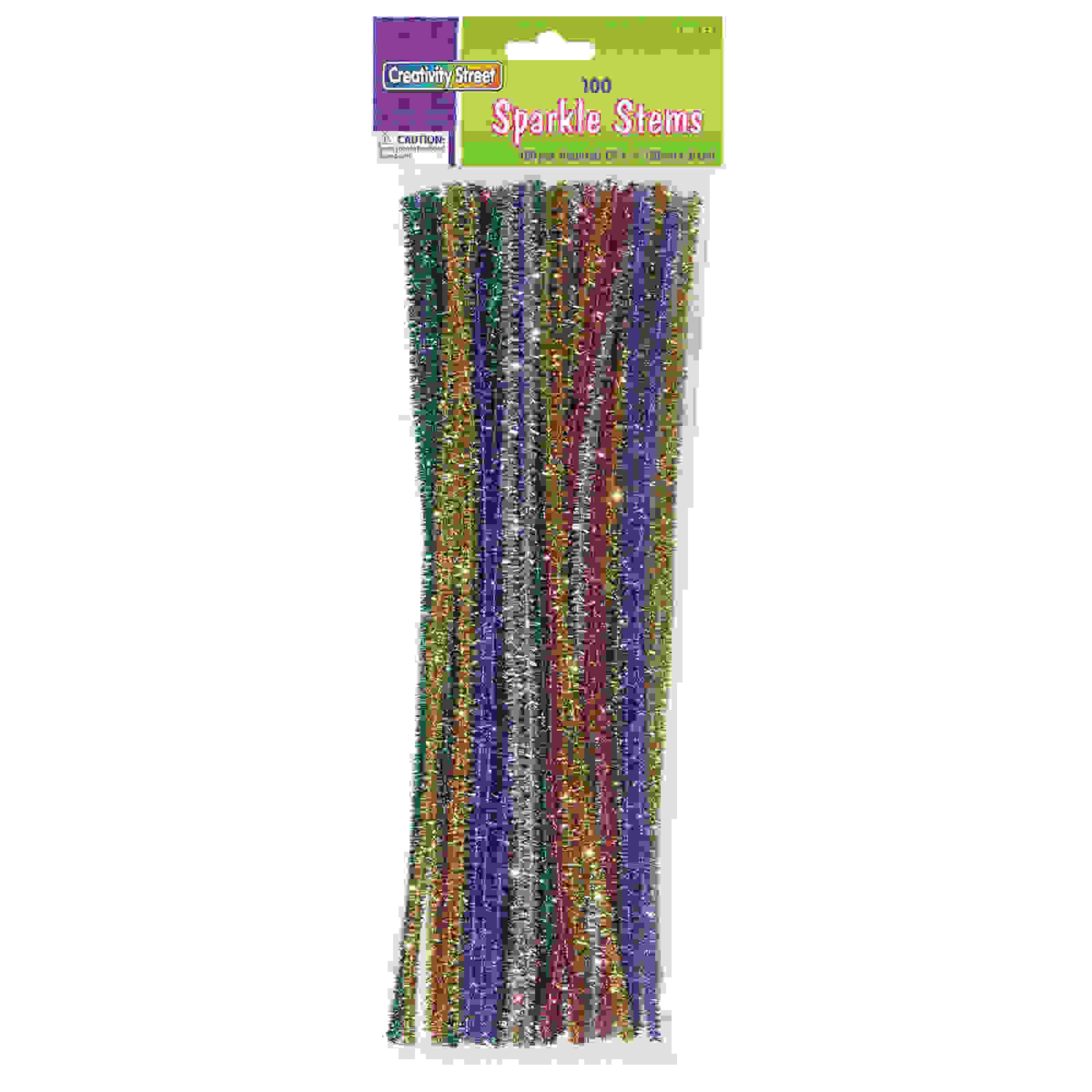 Jumbo Sparkle Stems, Assorted Colors, 12" x 6 mm, 100 Pieces