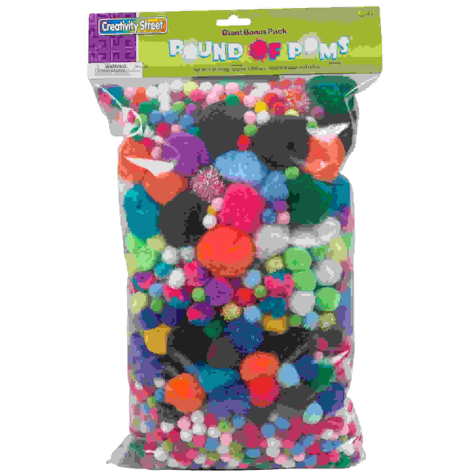 Pound of Poms, Assorted Colors & Sizes, 1 lb