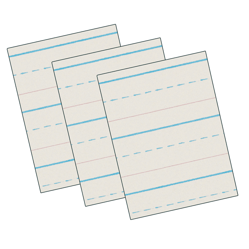 Newsprint Handwriting Paper, Skip-A-Line, Grade 1, 1/2" x 1/4" x 1/4" Ruled Long, 11" x 8-1/2", 500 Sheets Per Pack, 3 Packs