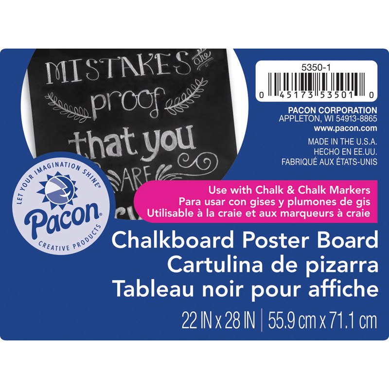 Premium Chalkboard Poster Board, Black, 22" x 28", 25 Sheets