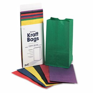 Kraft Bag, Assorted Bright Colors, 6" x 3-5/8" x 11", 28 Bags