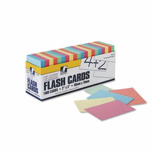 Blank Flash Cards with Dispenser Box, 5 Assorted Colors, Unruled 3" x 2", 1000 Cards