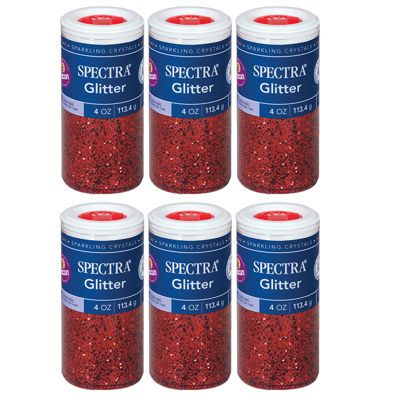 Glitter, Red, 4 oz. Per Jar, 6 Jars