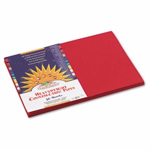 Construction Paper, Holiday Red, 12" x 18", 50 Sheets