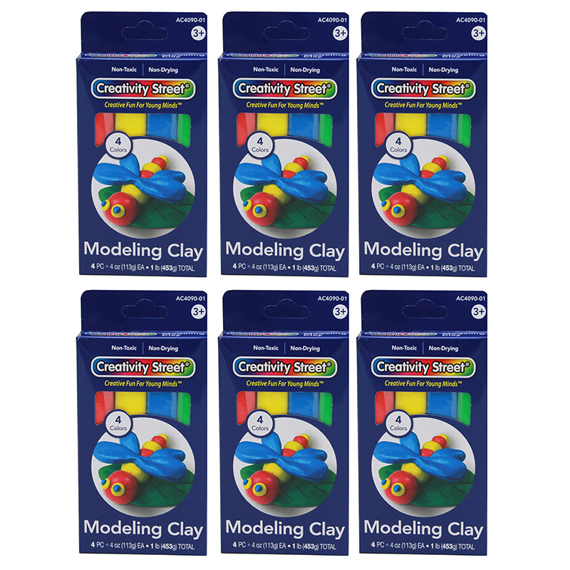Modeling Clay, 4 Assorted Primary Colors, 4 Sticks/1 lb. Per Pack, 6 Packs