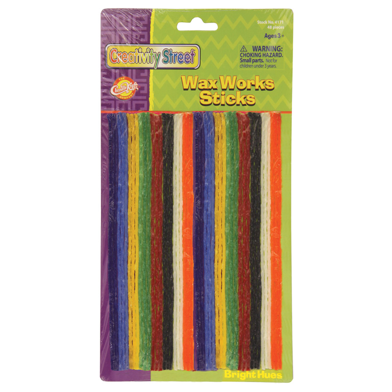 Wax Works Sticks, Assorted Bright Hues, 8", 48 Pieces