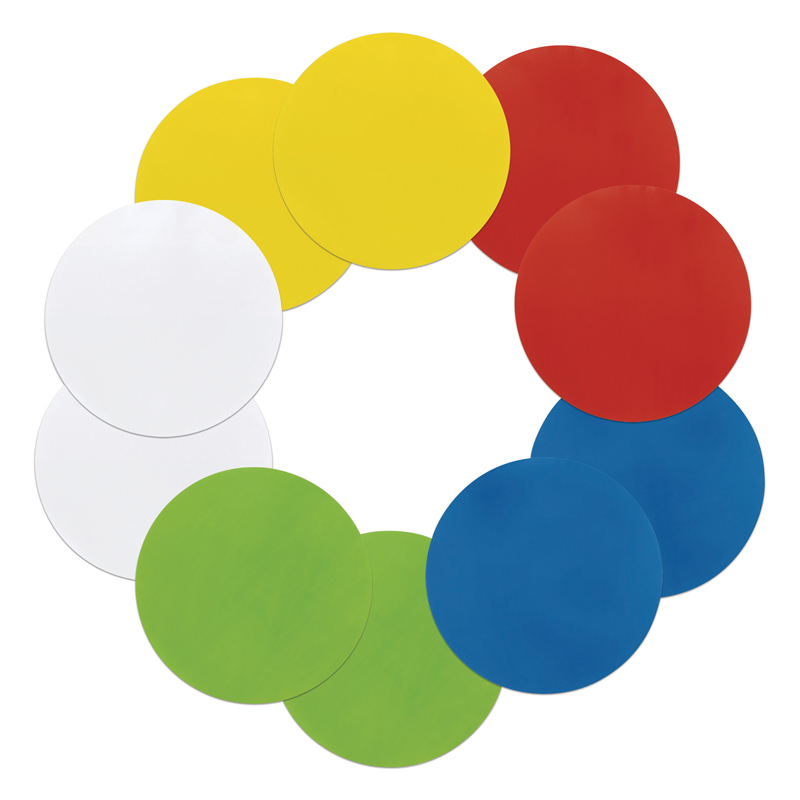 Self-Stick Dry Erase Circles, 5 Assorted Colors, 10" Diameter, 10 Count