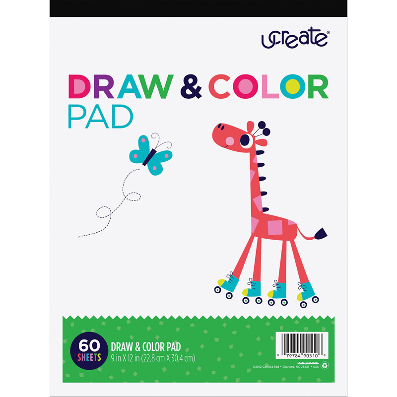 Draw & Color Pad, White, 9" x 12", 60 Sheets