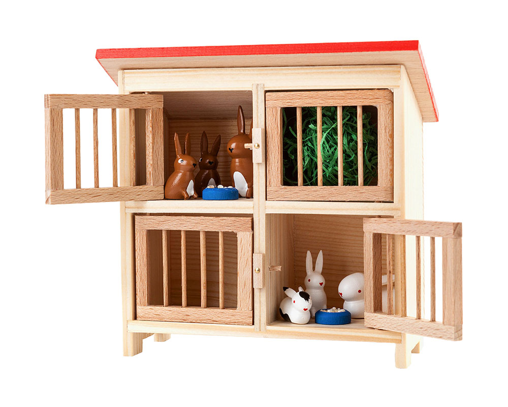 043-003-1 - Dregeno Easter Figures - Rabbit Hutch - 5"H x 5"W x 3"D